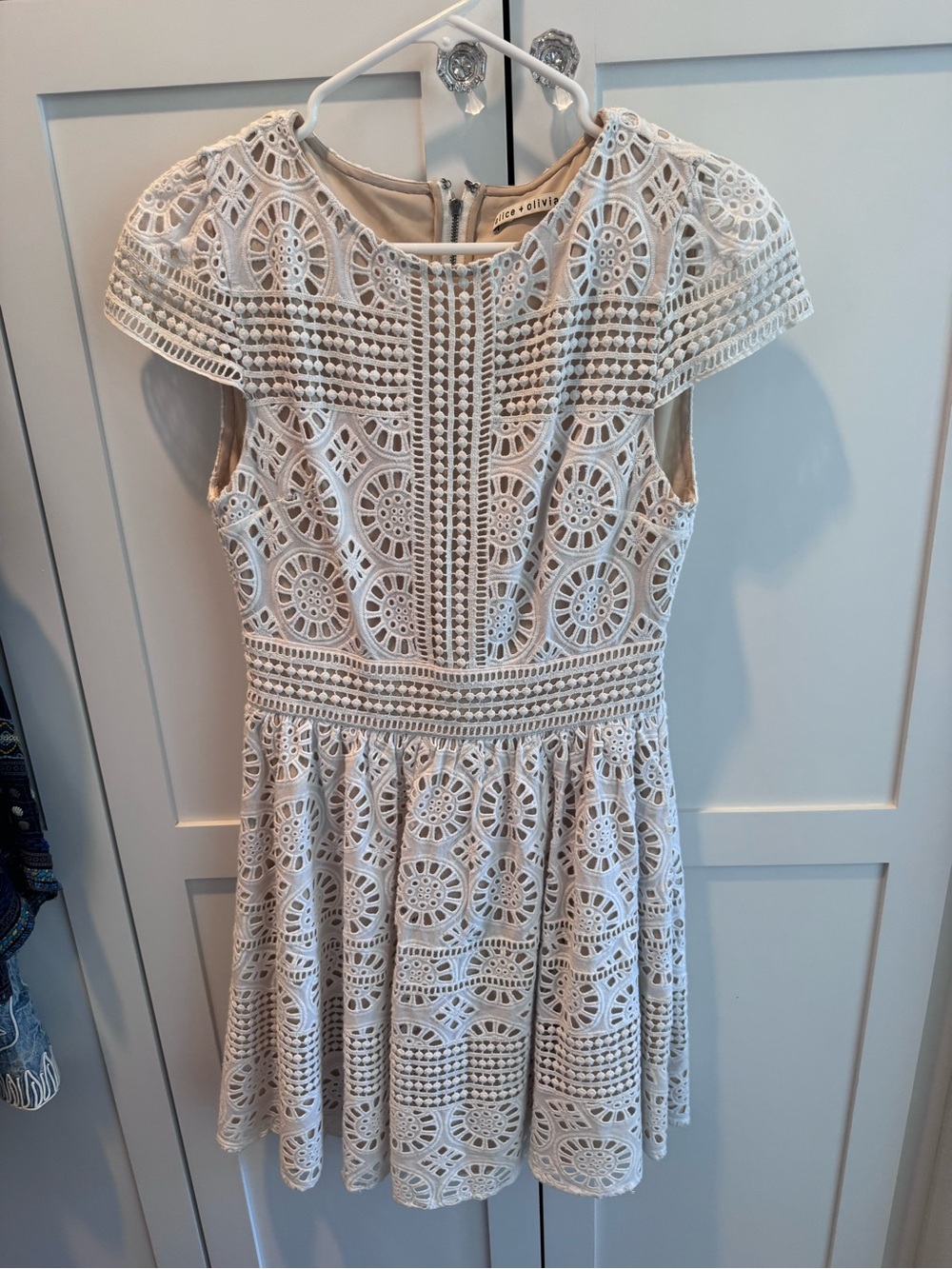 Alice + Olivia Ivory Crochet Lace Dress